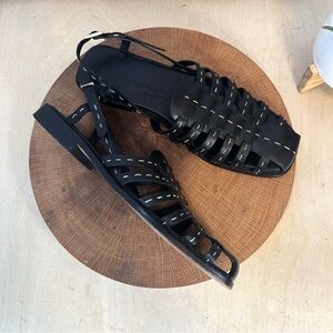 Southwest Moccasin Co. Fisherman Sandals Size 9B Black Leather Made in Mexico